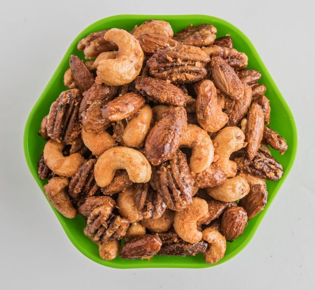 Sweet and Spicy Candied Mixed Nuts Cook With Tones